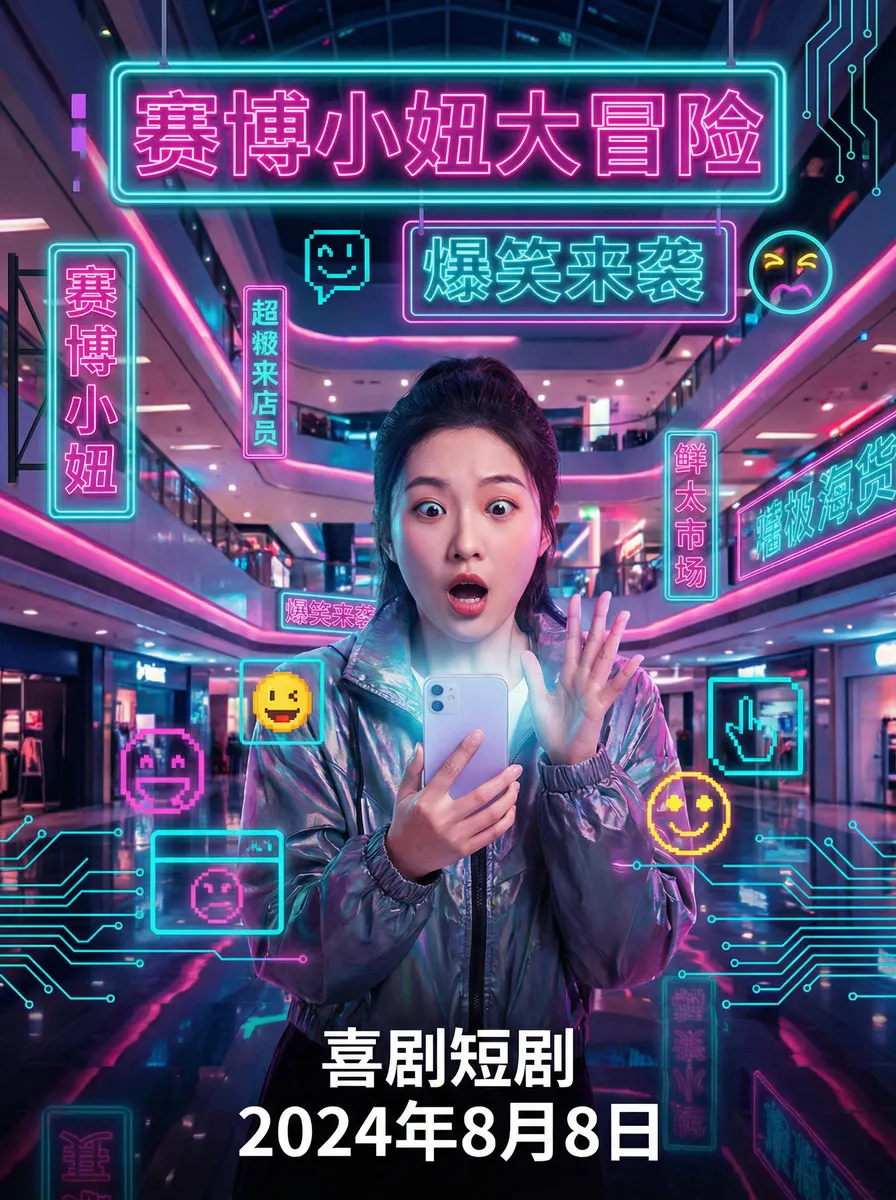 爸爸的朋友中字播放 搞笑喜剧短剧 - 赛博小妞大冒险海报